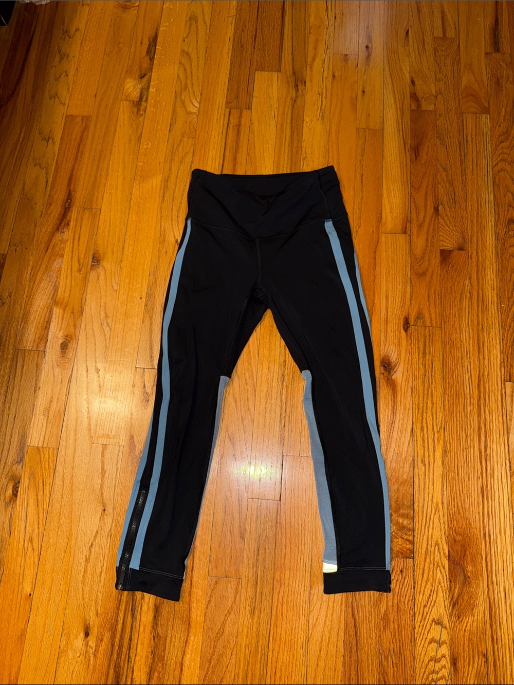 lululemon athletica Black Leggings with Light Blue Side Panels